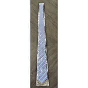 Kailong Men's Handmade 100% Silk Tie Navy Light Blue Striped Necktie New